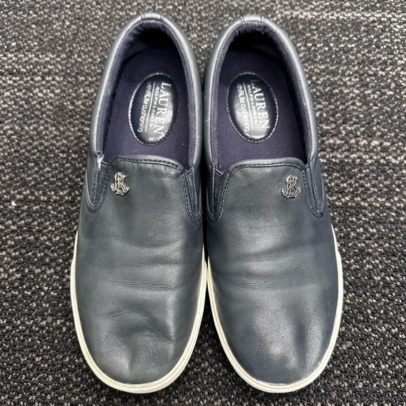 Lauren Ralph Lauren | Women's Blue Leather Slip-On Sneakers – Size 8 - Picture 4 of 8